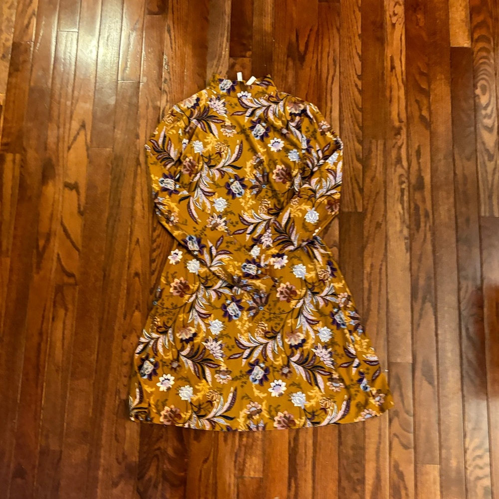 Floral Mustard long sleeve Dress